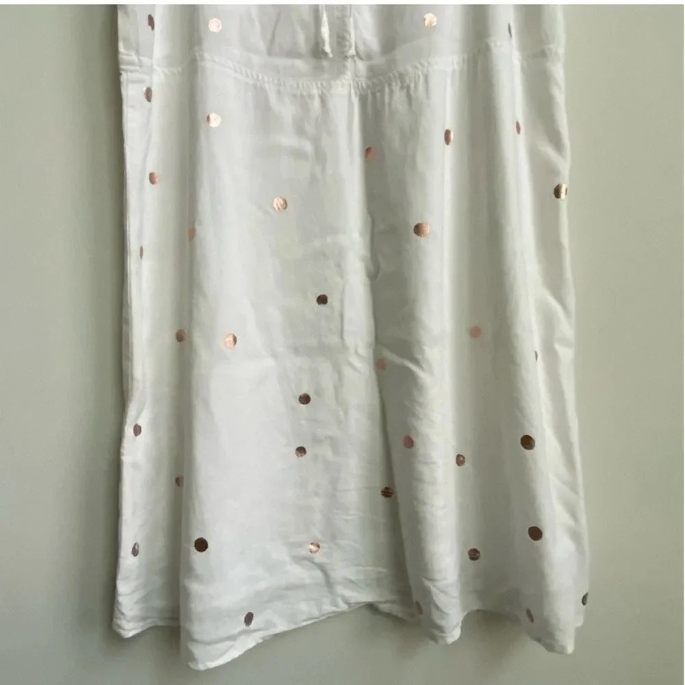 Anthropologie Cloth & Stone Polka Dot Seamed Dress Foil Print White Size Medium - Picture 7 of 9